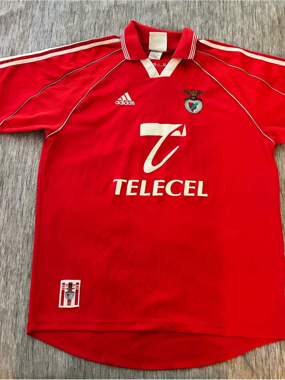 Vintage Adidas 1999-2000 Red Benfica Telecel Home Jersey